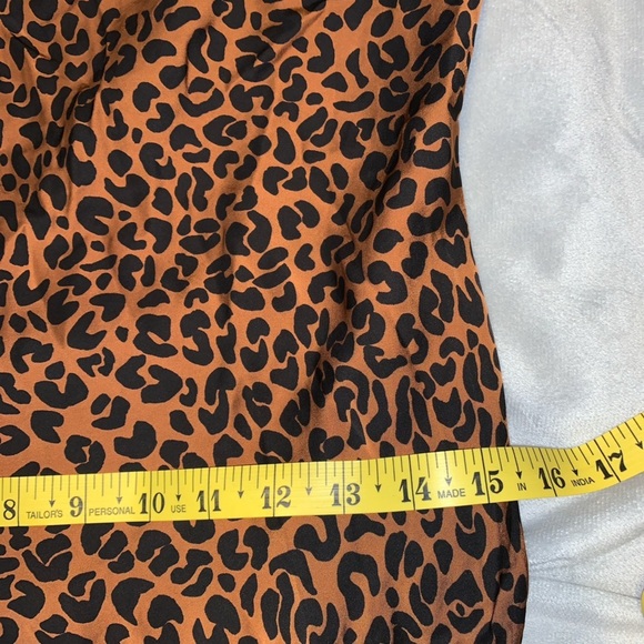Good American cowl neck drape Leopard Print Satin Slip Dress Spaghetti straps 2 - Picture 4 of 9